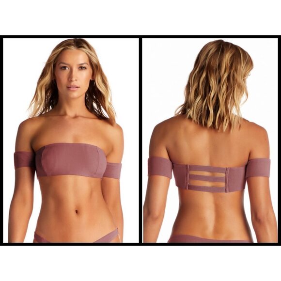 💕VITAMIN A💕 Rose Rib Bikini Set Havana Top + Carmen Bottom Dusty Rose 10 L NWT - Picture 2 of 16
